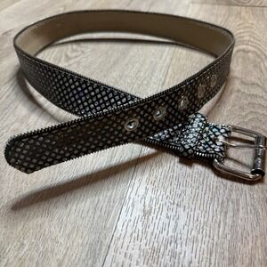 Y2K Relic Stud Zipper edge black metalic‎ belt women large grunge whimsigoth Sm